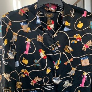Rare Corey B 100% silk statement blouse